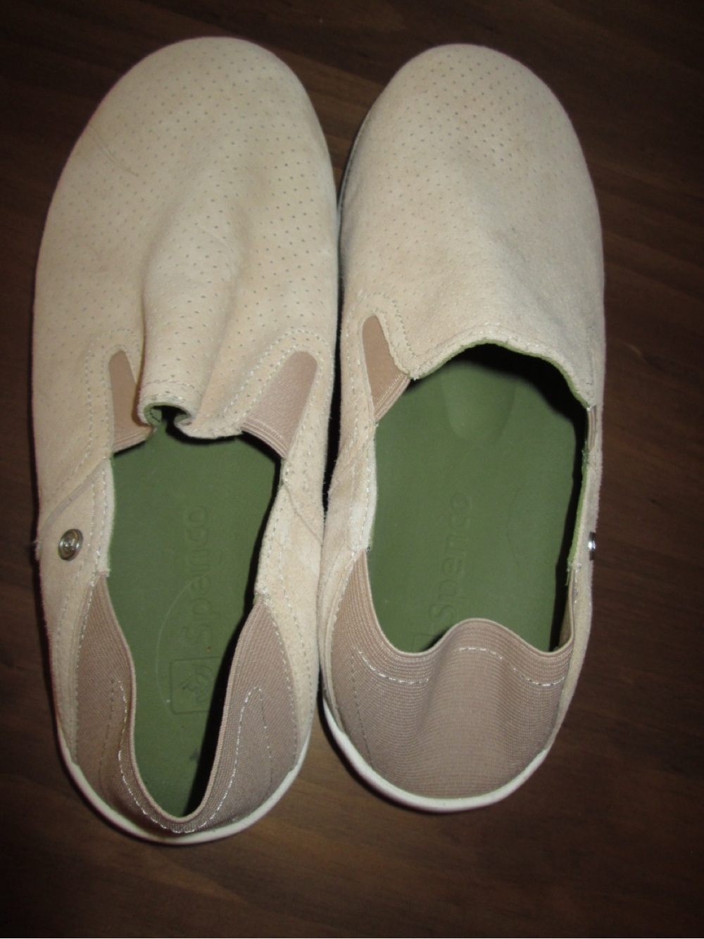 Neutral Beige Slip-On Women's Flats with Olive Insole